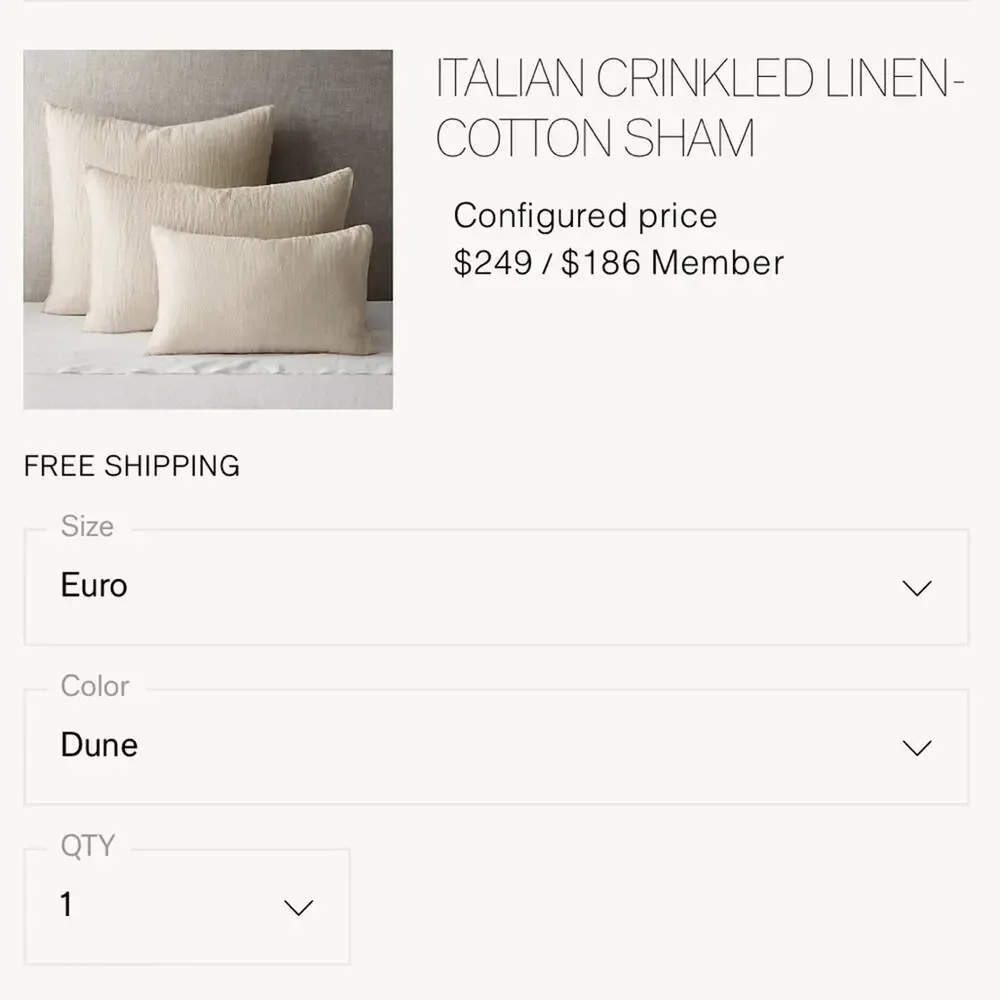 Set of 2 Restoration Hardware Crinkled Linen-Cotton Euro Shams